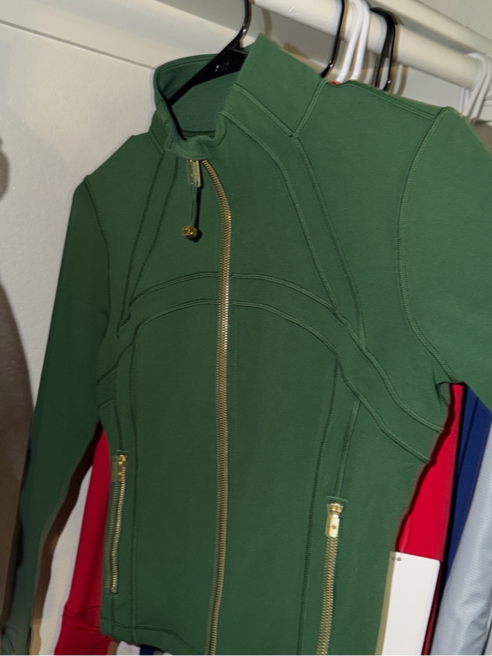 lululemon athletica Green Zip Hoodie with Gold Accents